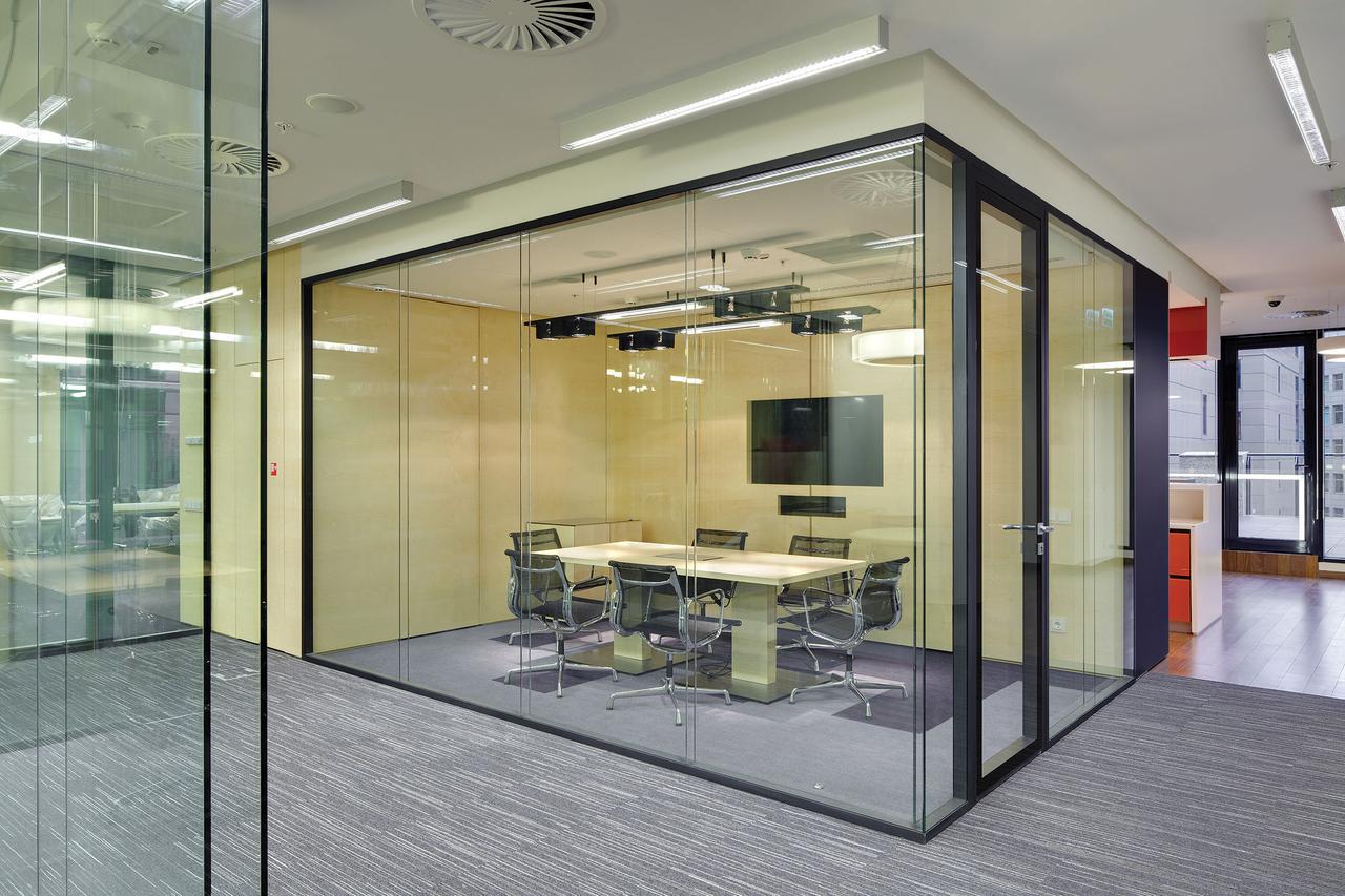 Aluminum glass doors in offices, and commercial premises