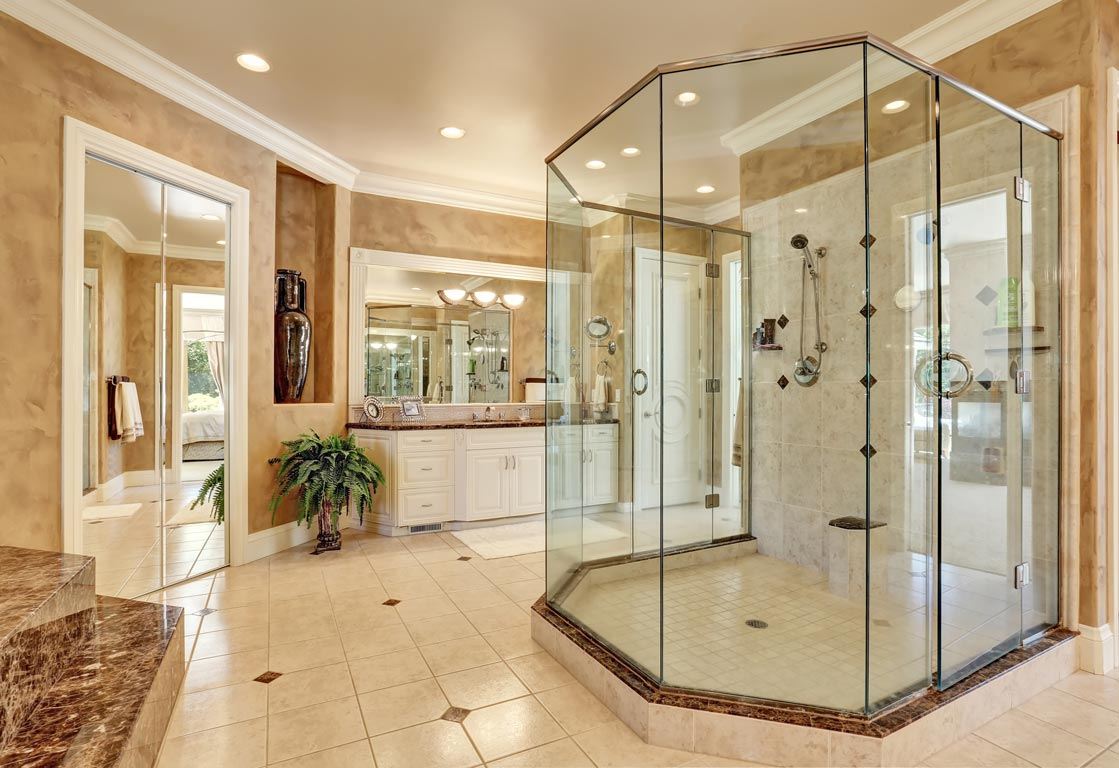 Bathroom glass door installation